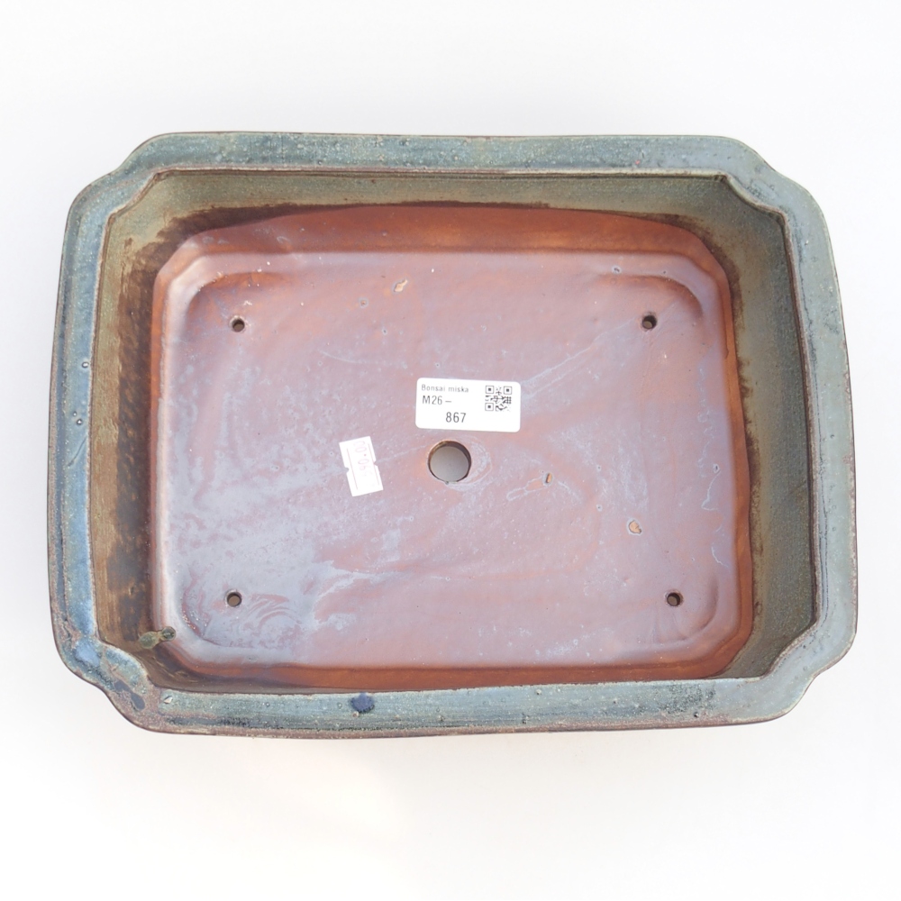 Ciotola per bonsai in ceramica 28 x 21,5 x 7 cm, verde-marrone