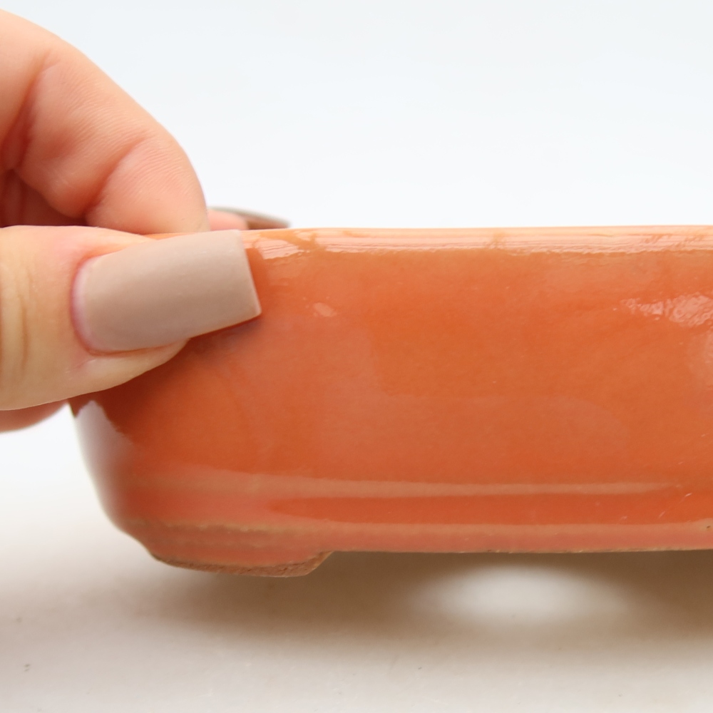 Vaso da bonsai in ceramica 13 x 8,5 x 4 cm, colore arancione