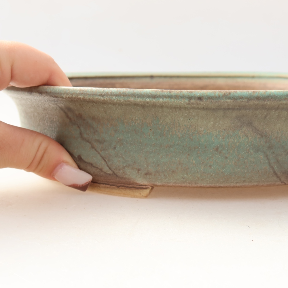 Vaso da bonsai in ceramica 26 x 24 x 6 cm, colore verde