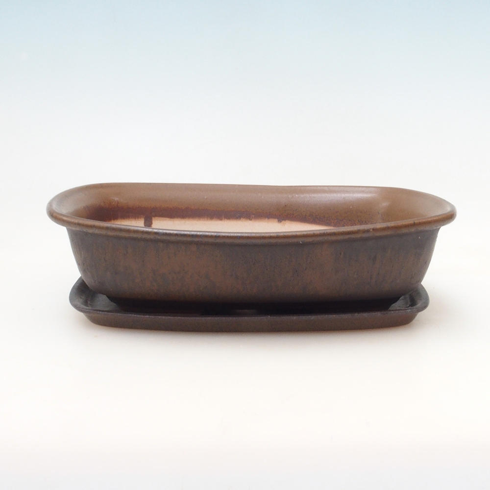 Ciotola bonsai + piattino H09 - 30 x 23 x 7,5 cm - marrone