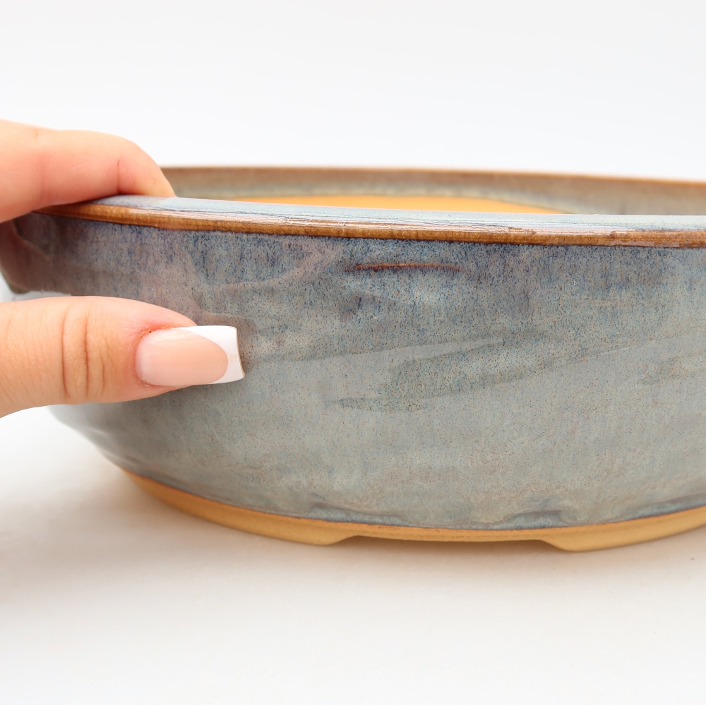 Vaso per bonsai in ceramica 26 x 26 x 8 cm, colore grigio