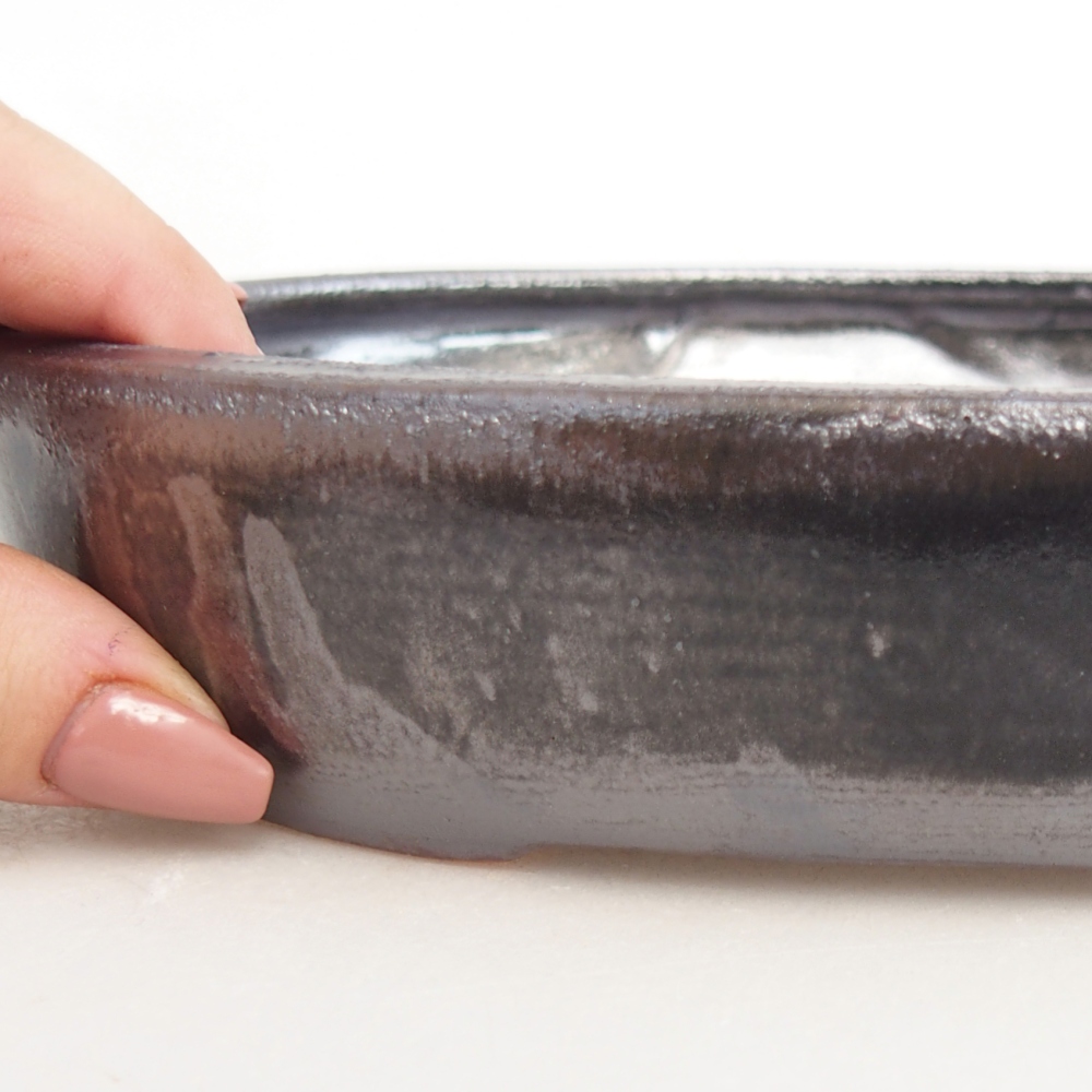 Ciotola per bonsai in ceramica 22 x 17 x 4 cm, nero