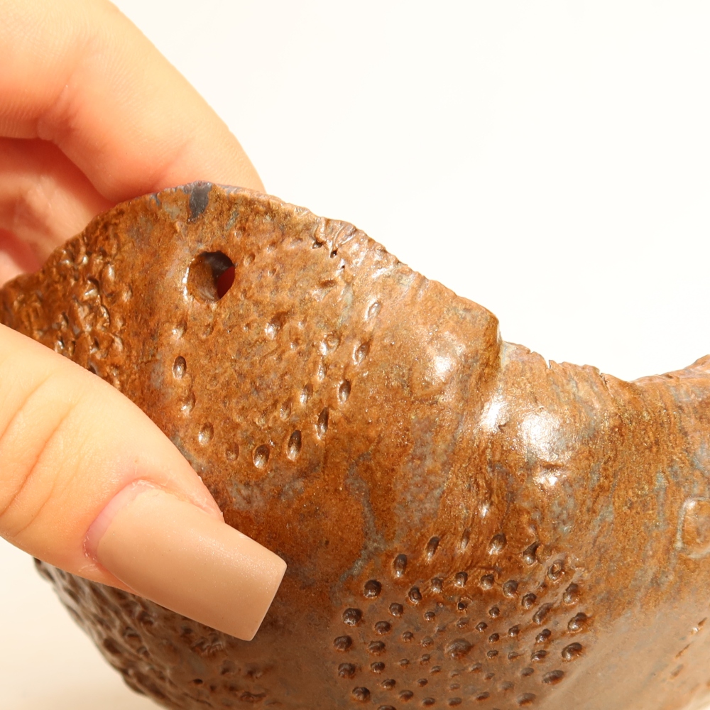 Conchiglia in ceramica per Kokedama 12,5 x 12 x 7,5 cm, colore marrone