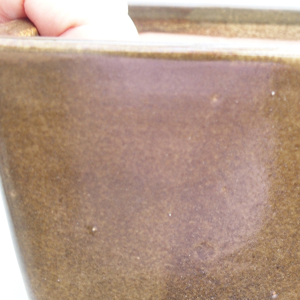 Ciotola per bonsai in ceramica 15 x 15 x 10,5 cm, colore marrone-verde