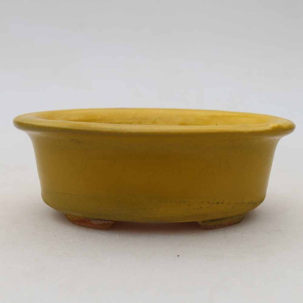 Vaso da bonsai in ceramica 9,5 x 6,5 x 3 cm, colore giallo