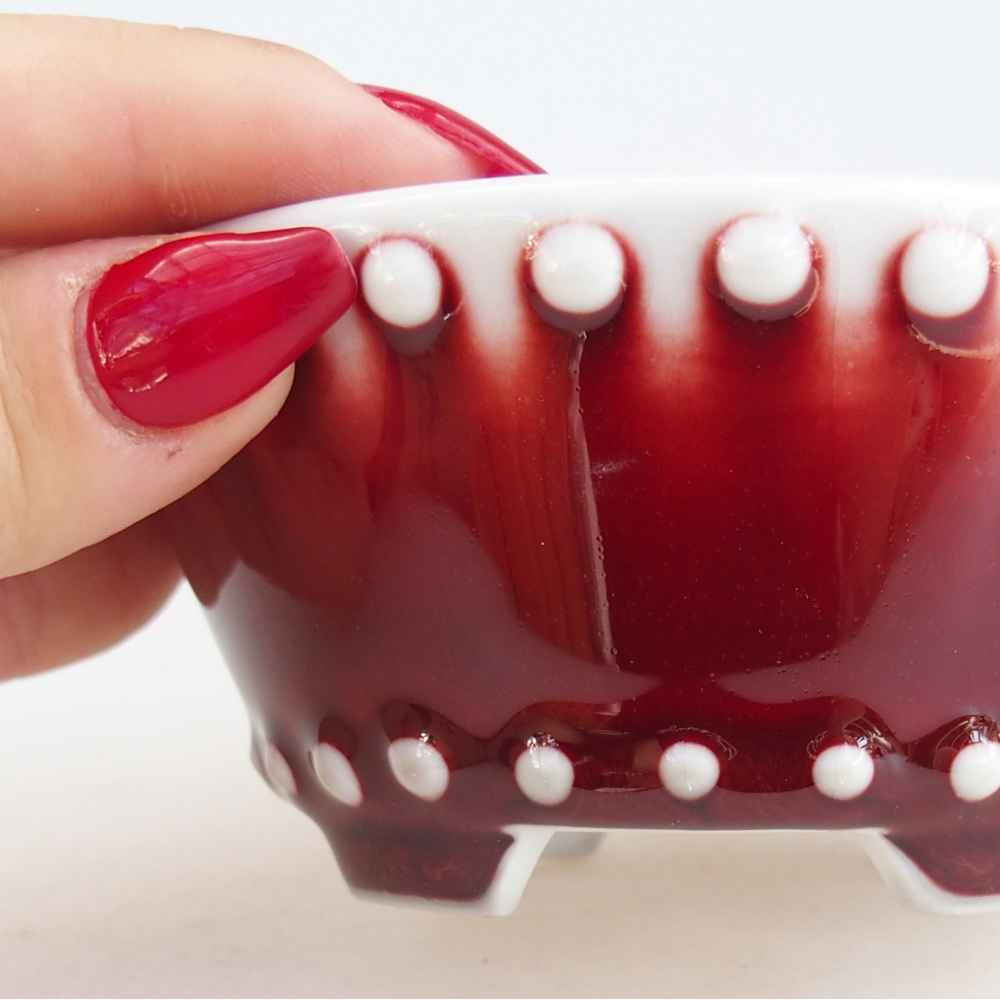 Ciotola per bonsai in ceramica 10,5 x 10,5 x 5 cm, colore rosso