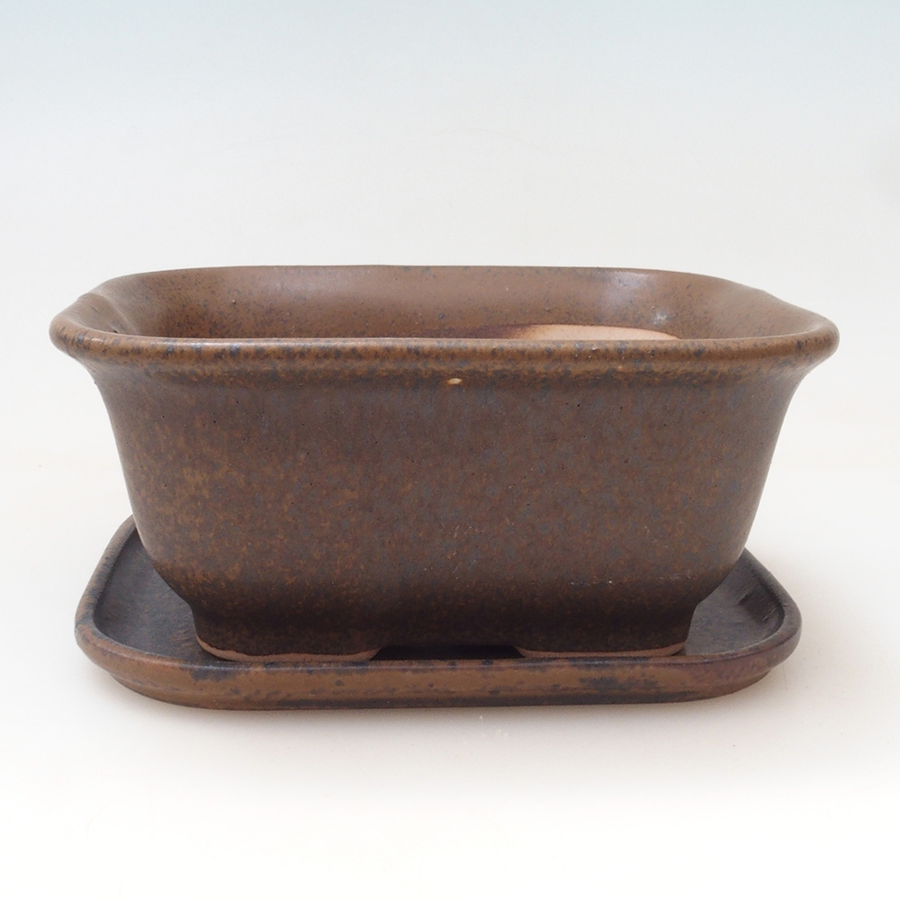 Ciotola bonsai + piattino H37 - 14,5x13x6,5 cm - marrone