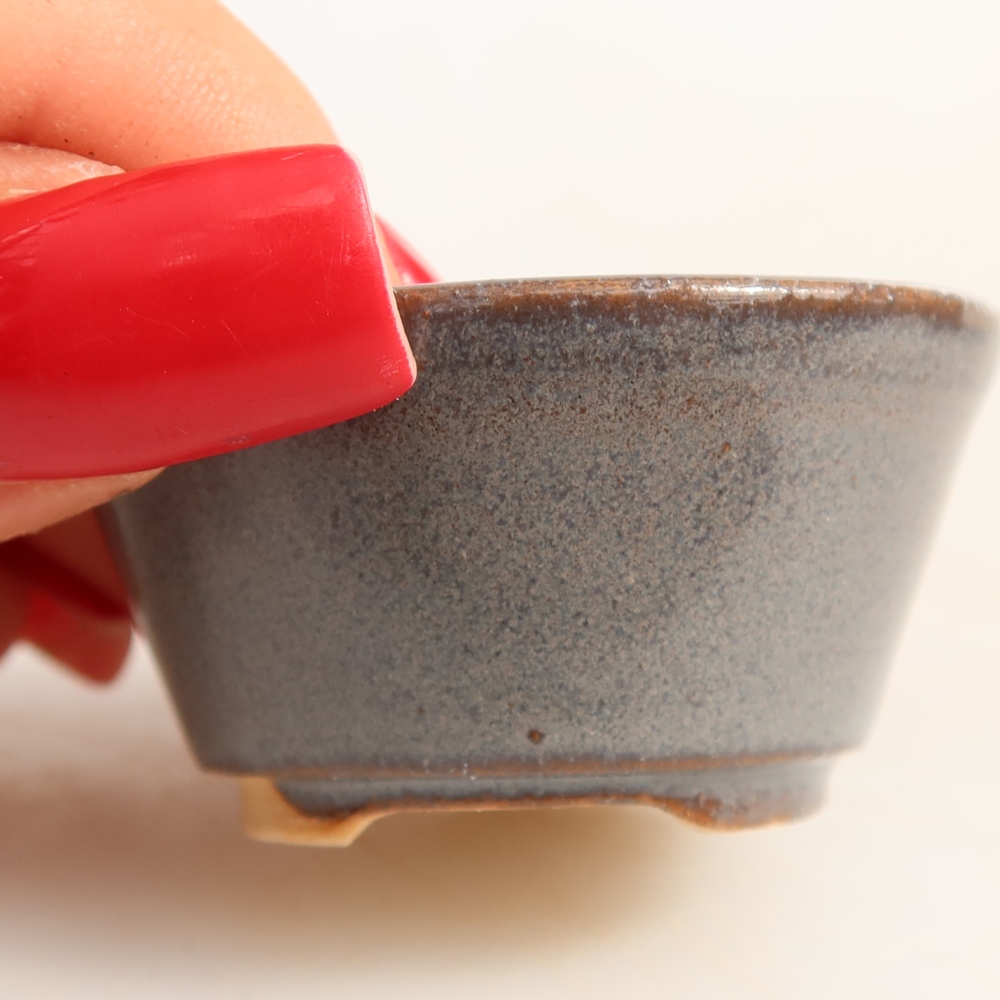 Vaso da bonsai in ceramica 4,5 x 4,5 x 2,5 cm, colore grigio