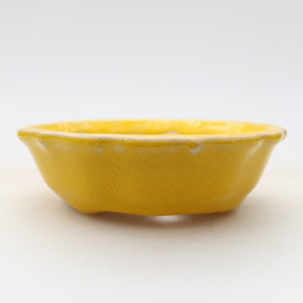 Vaso da bonsai in ceramica 7,5 x 7,5 x 2 cm, colore giallo