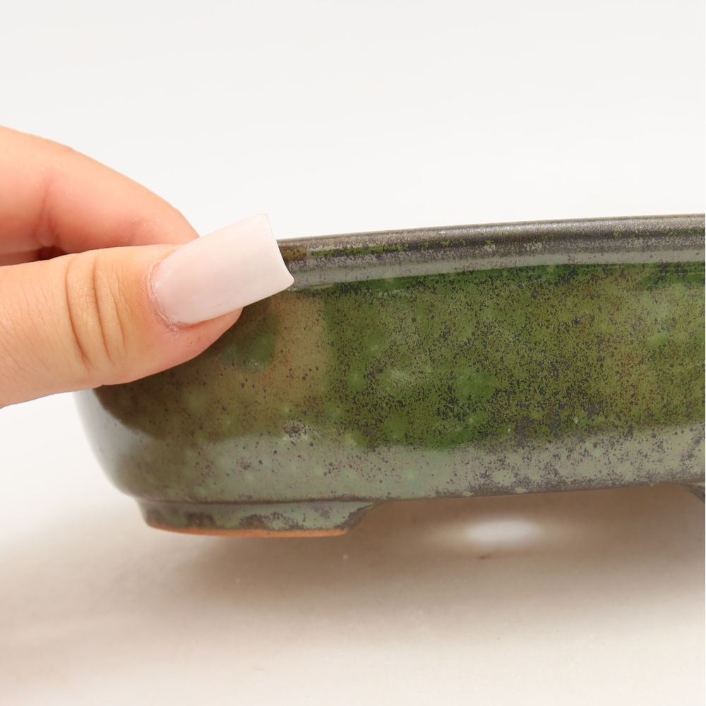Vaso da bonsai in ceramica 19 x 14,5 x 5 cm, colore verde