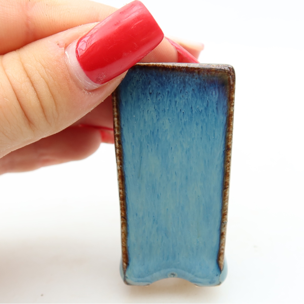Vaso per bonsai in ceramica 3 x 3 x 5,5 cm, colore blu