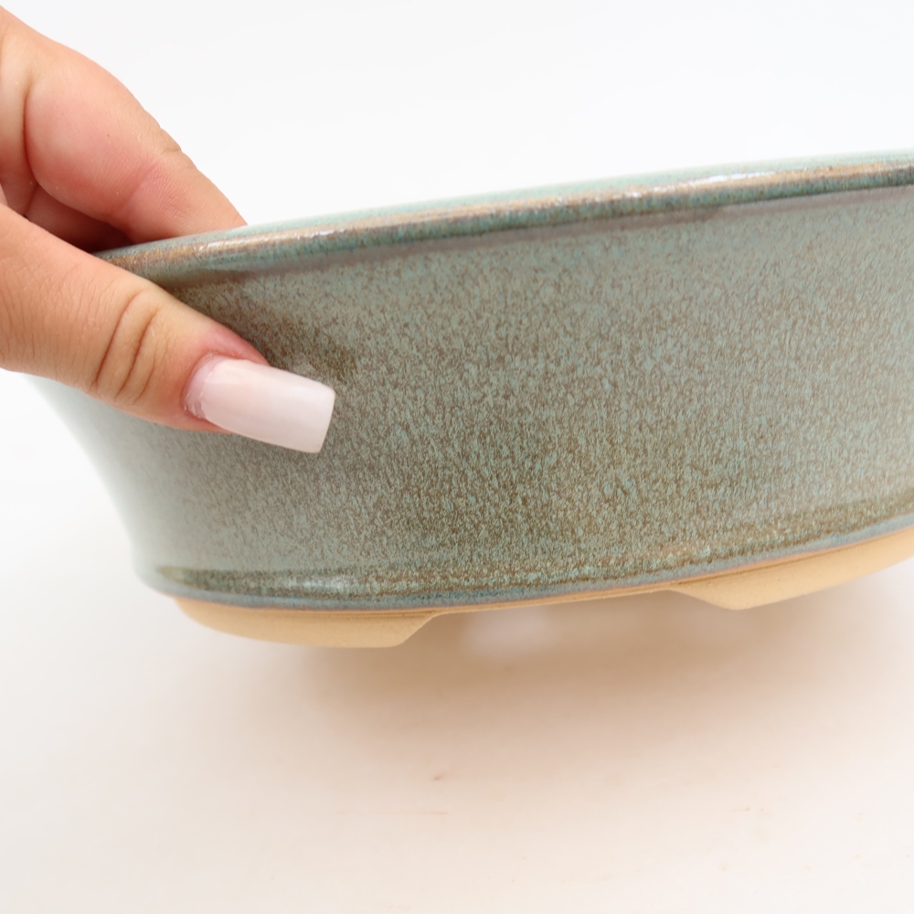 Vaso da bonsai in ceramica 27 x 27 x 7,5 cm, colore verde