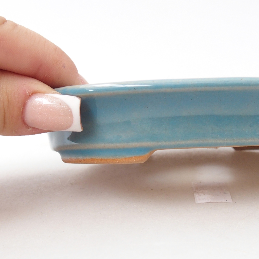 Ciotola per bonsai in ceramica 12,5 x 10,5 x 2 cm, colore blu