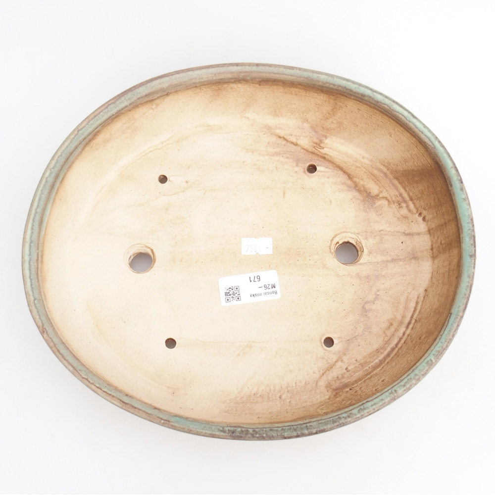 Ciotola per bonsai in ceramica 28,5 x 25 x 6 cm, verde