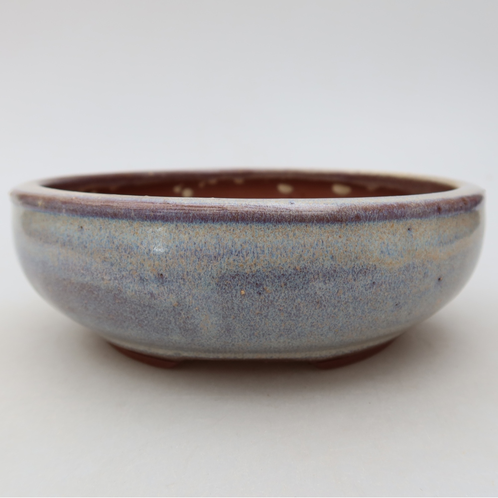 Vaso da bonsai in ceramica 14,5 x 14,5 x 5 cm, colore blu