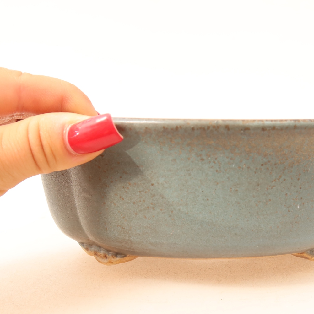 Vaso da bonsai in ceramica 18,5 x 16,5 x 6 cm, colore blu