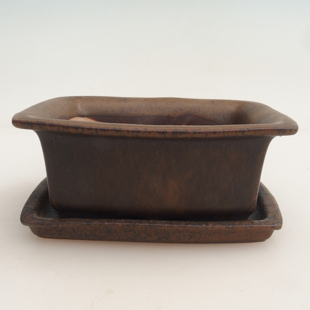 Ciotola bonsai + piattino H11 - 11,5 x 10 x 4 cm - marrone
