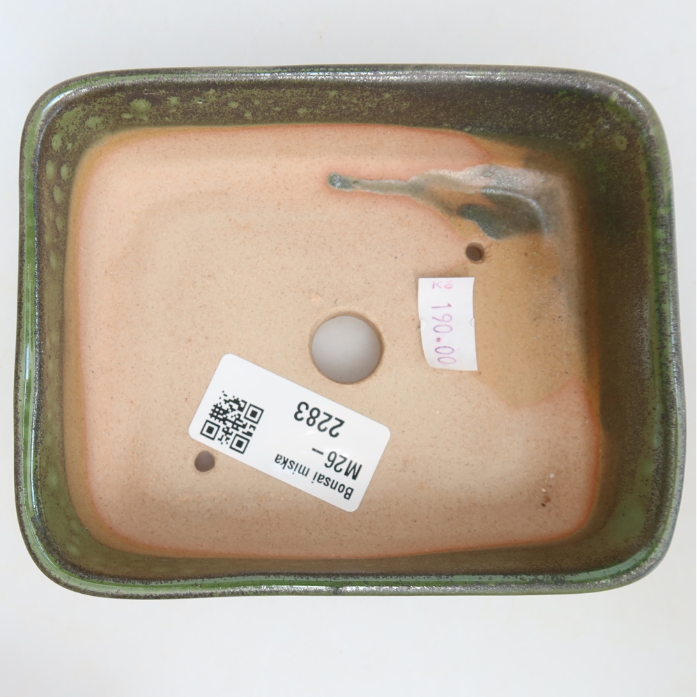 Vaso da bonsai in ceramica 12,5 x 9,5 x 4 cm, colore verde