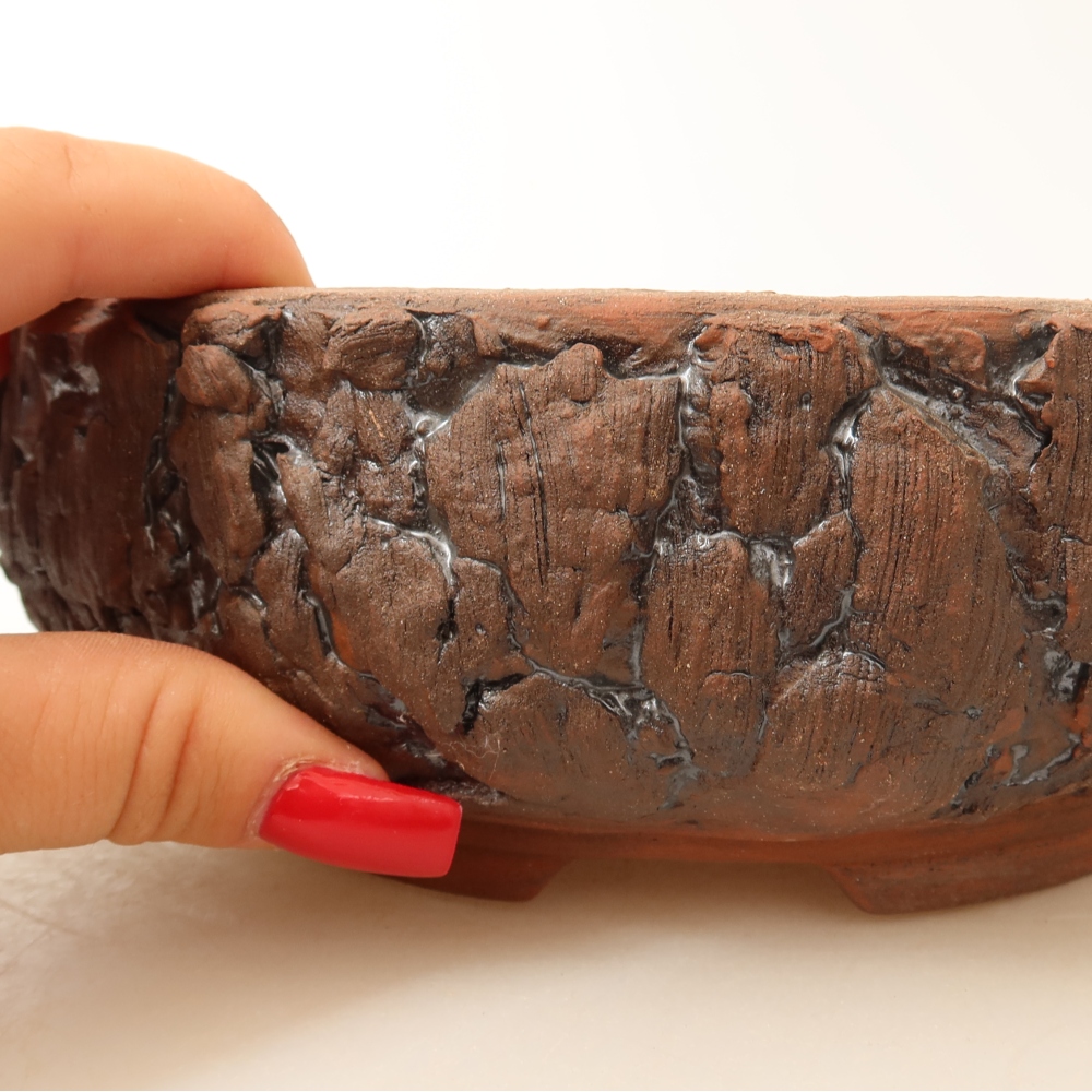 Vaso da bonsai in ceramica 17,5 x 17,5 x 6,5 cm, colore marrone