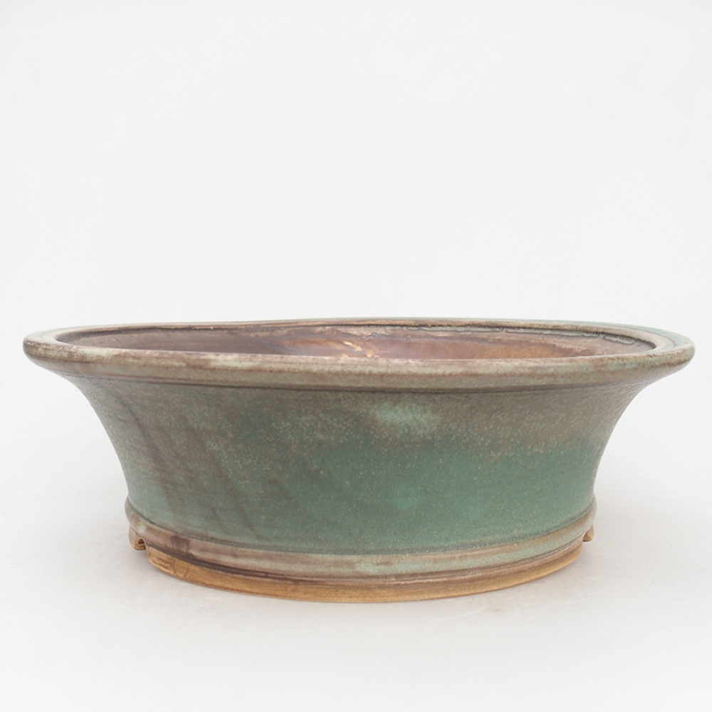 Ciotola per bonsai in ceramica 24,5 x 28,5 x 8,5 cm, verde
