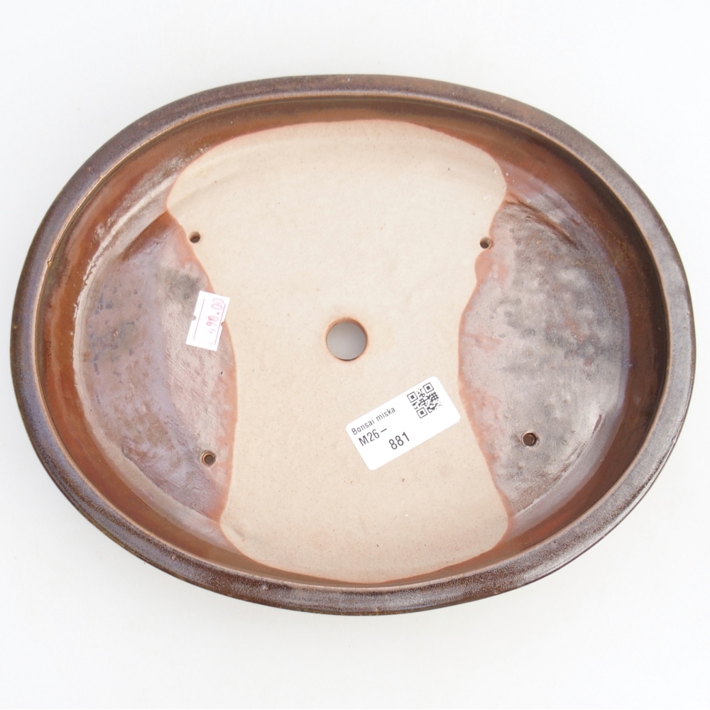 Ciotola per bonsai in ceramica 24,5 x 20 x 4 cm, marrone
