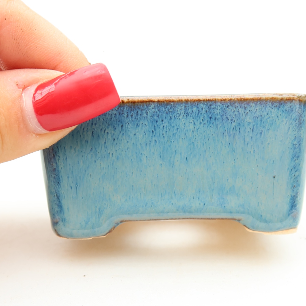 Vaso in ceramica per bonsai 6,5 x 5 x 3,5 cm, colore blu