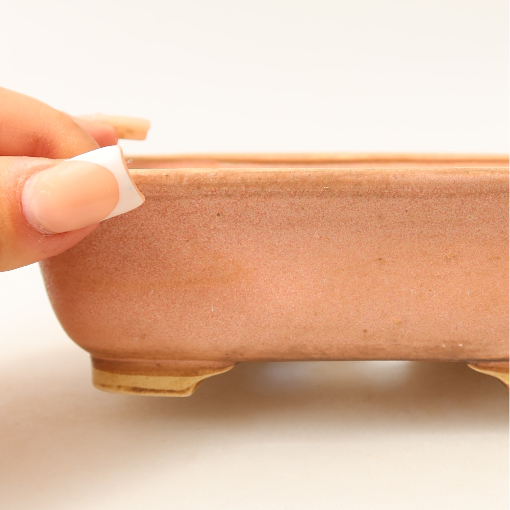 Vaso da bonsai in ceramica 15 x 13 x 4,5 cm, colore rosa