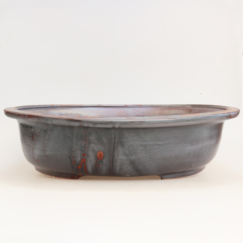 Vaso da bonsai in ceramica 36 x 30 x 9 cm, colore rosso metallizzato