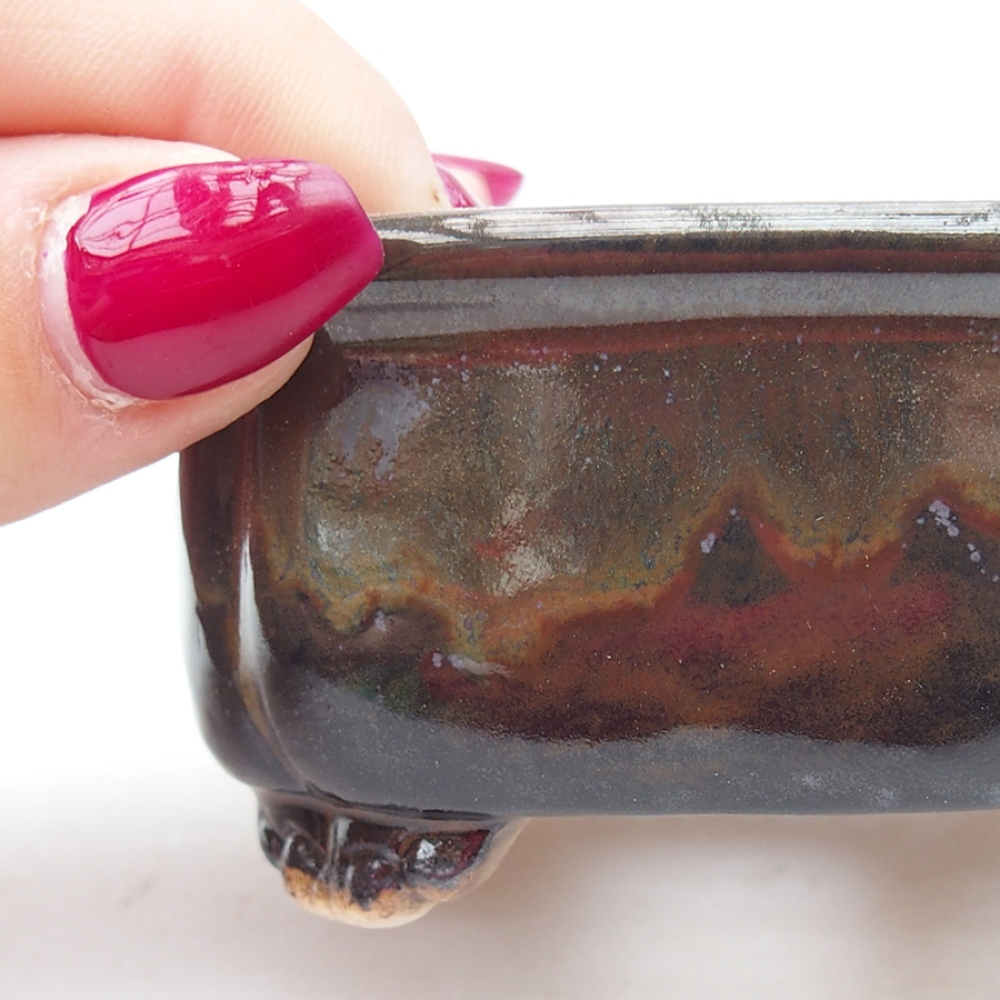 Ciotola per bonsai in ceramica 7,5 x 7 x 4 cm, colore nero