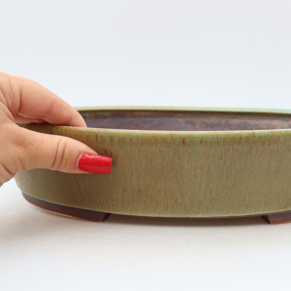 Vaso da bonsai in ceramica 32 x 28 x 6,5 cm, colore verde