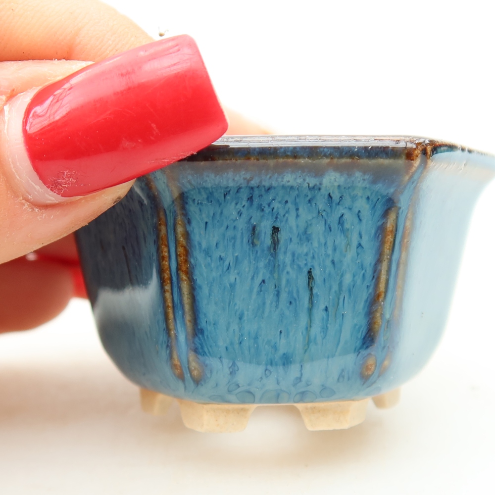 Vaso da bonsai in ceramica 5,5 x 5 x 3 cm, colore blu