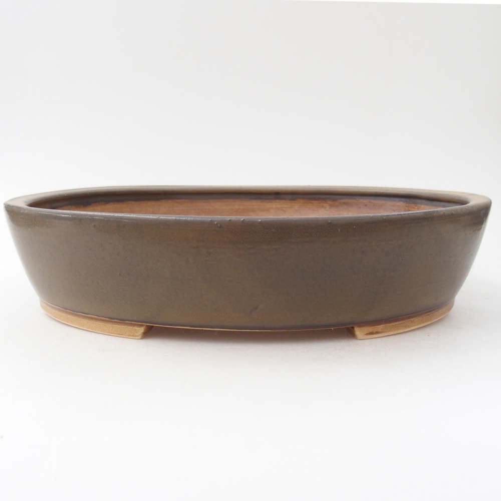Ciotola per bonsai in ceramica 28,5 x 25 x 6 cm, marrone