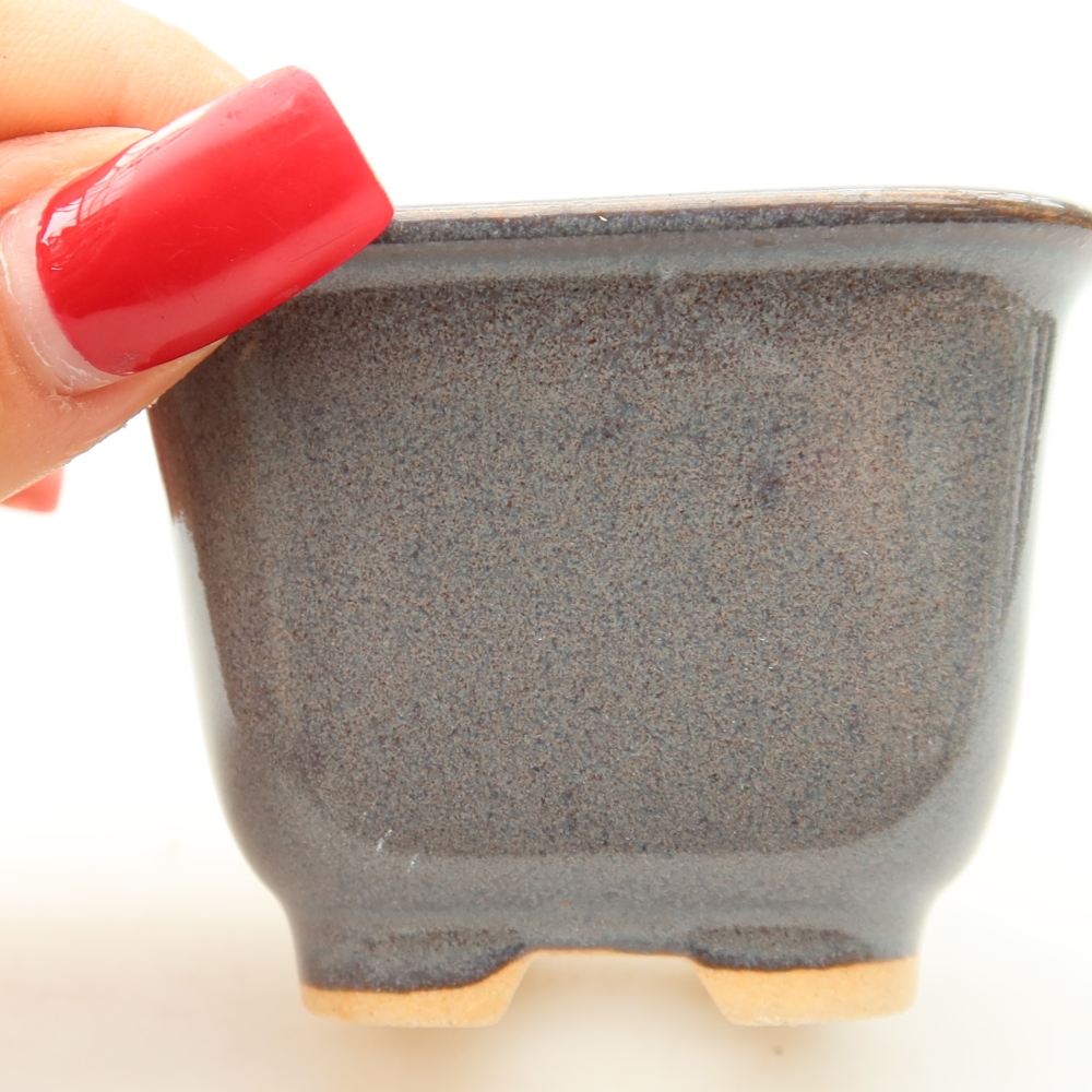 Vaso da bonsai in ceramica 6,5 x 6,5 x 5 cm, colore grigio