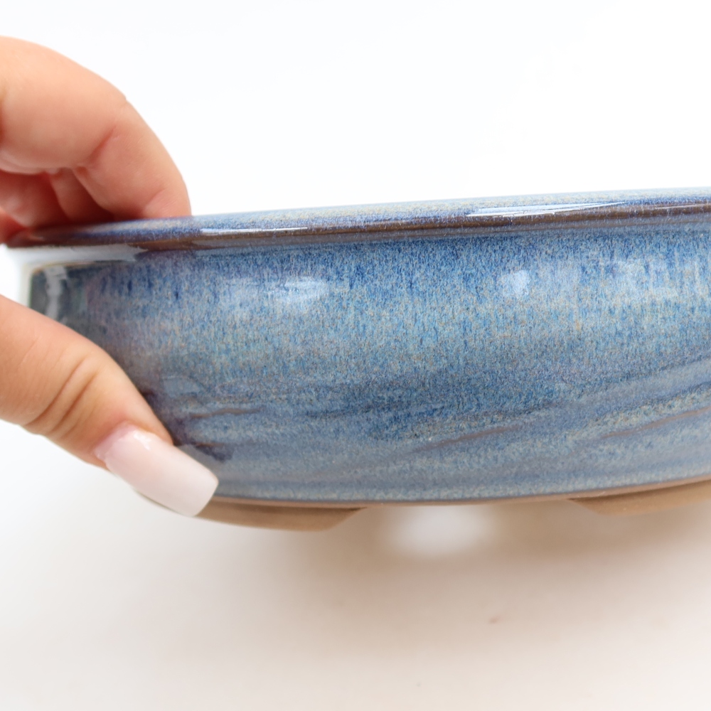 Vaso da bonsai in ceramica 22,5 x 22,5 x 6,5 cm, colore blu