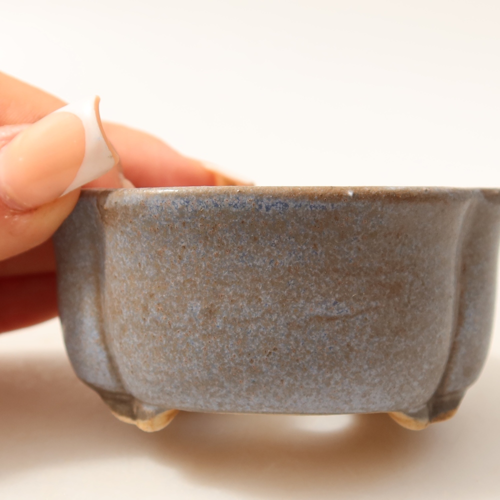 Vaso in ceramica per bonsai 8 x 7,5 x 3,5 cm, colore blu