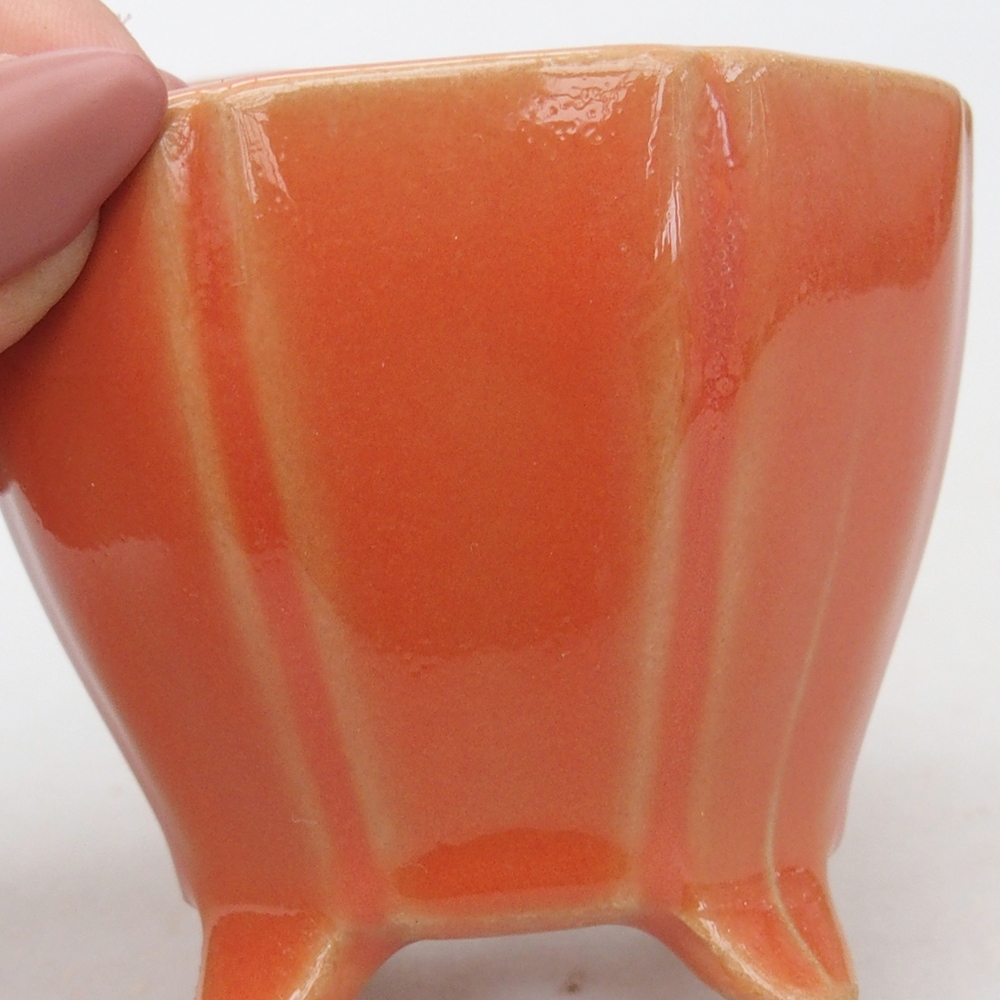 Ciotola per bonsai in ceramica 7,5 x 7,5 x 6 cm, arancione