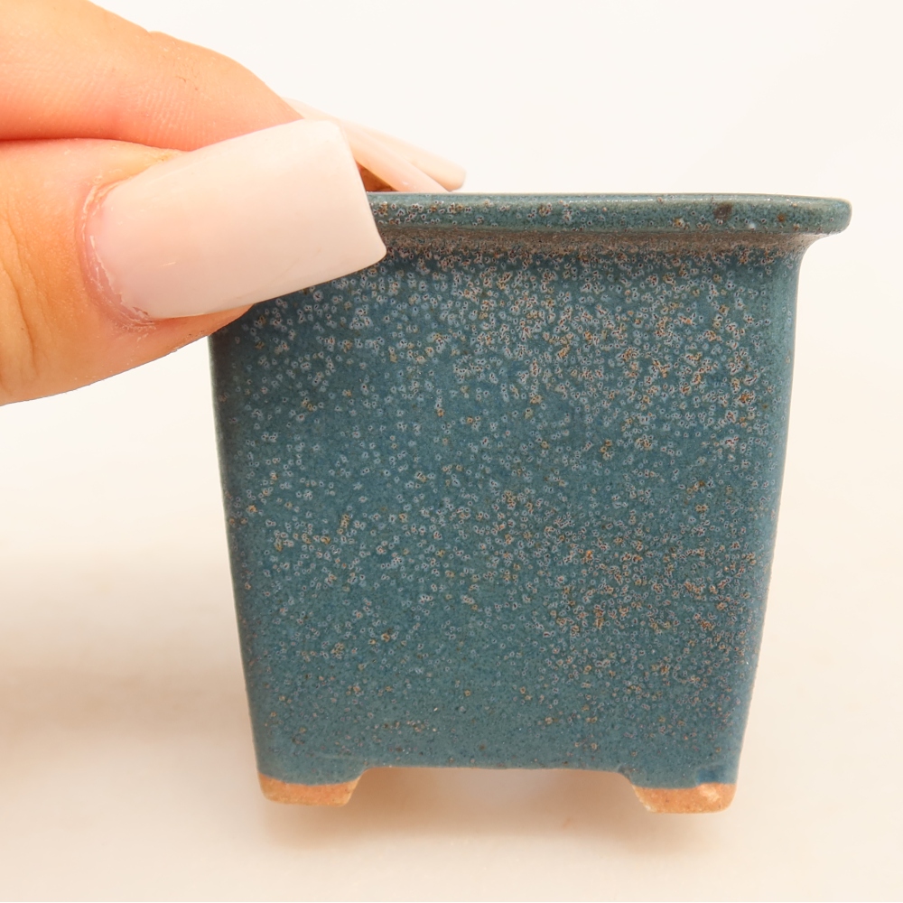 Vaso da bonsai in ceramica 6 x 6 x 5,5 cm, colore blu