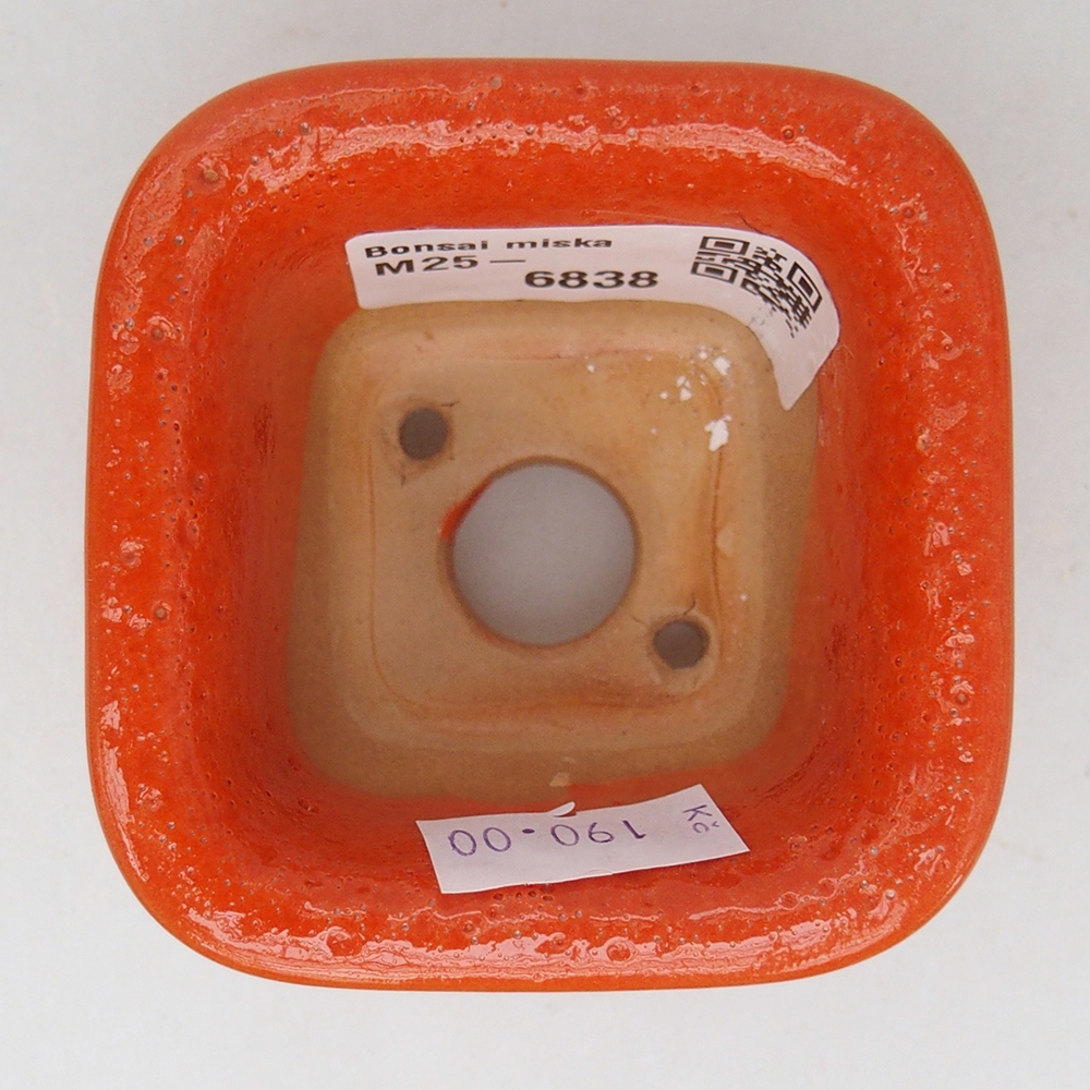 Ciotola per bonsai in ceramica 6,5 x 6,5 x 5 cm, arancione