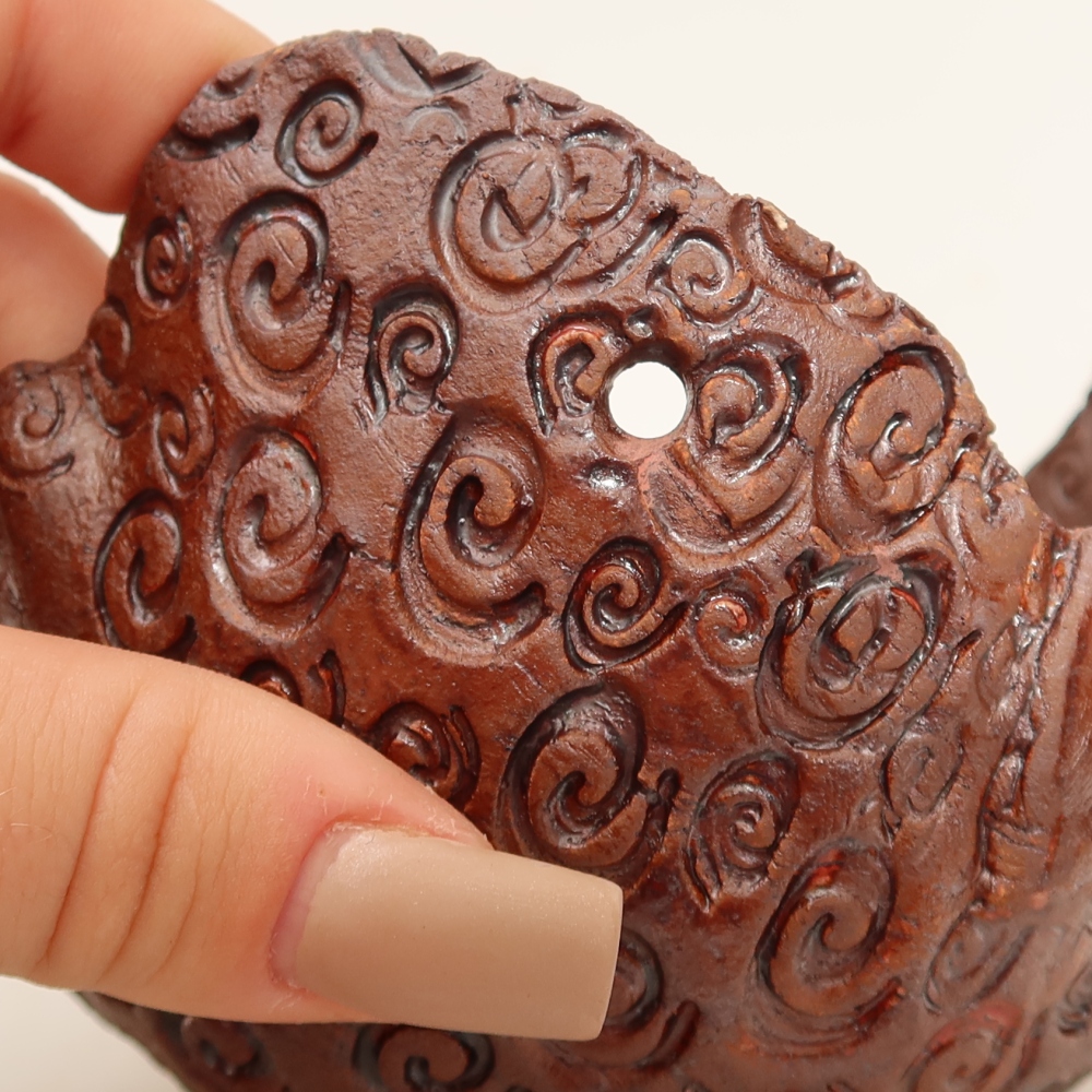 Conchiglia in ceramica per Kokedama 12,5 x 11,5 x 8,5 cm, colore marrone