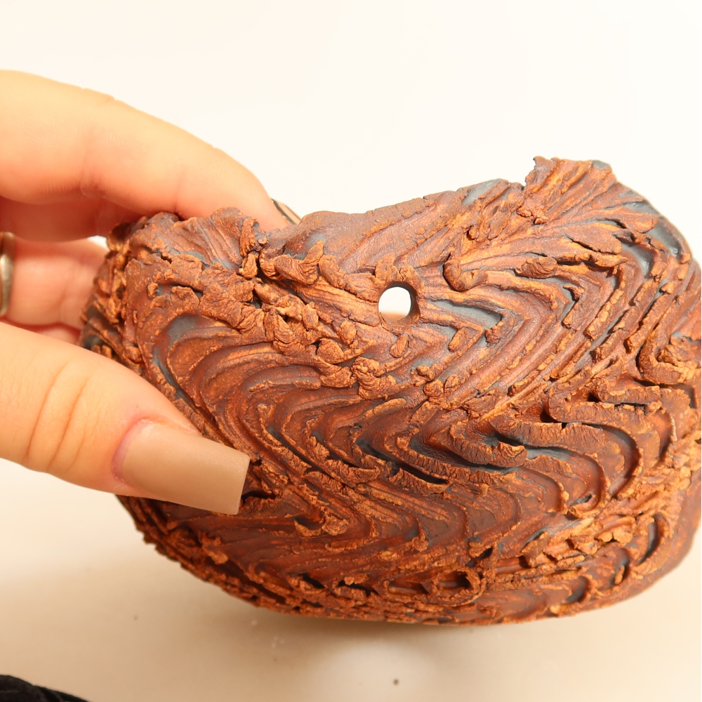 Contenitore in ceramica per Kokedama 12 x 12 x 7,5 cm, colore marrone