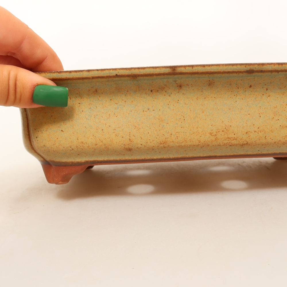 Ciotola in ceramica  24,5 x 17,5 x 6 cm, colore verde-marrone