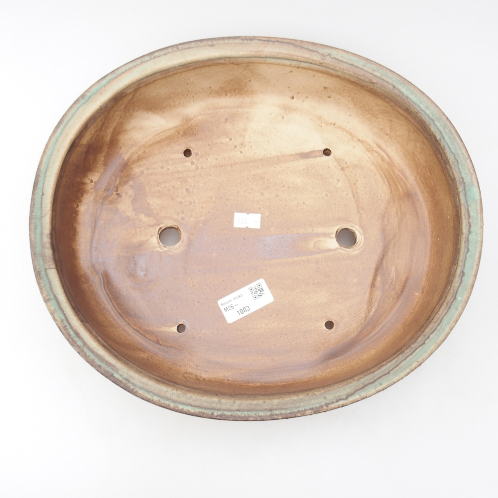 Ciotola per bonsai in ceramica 32,5 x 28,5 x 7 cm, verde