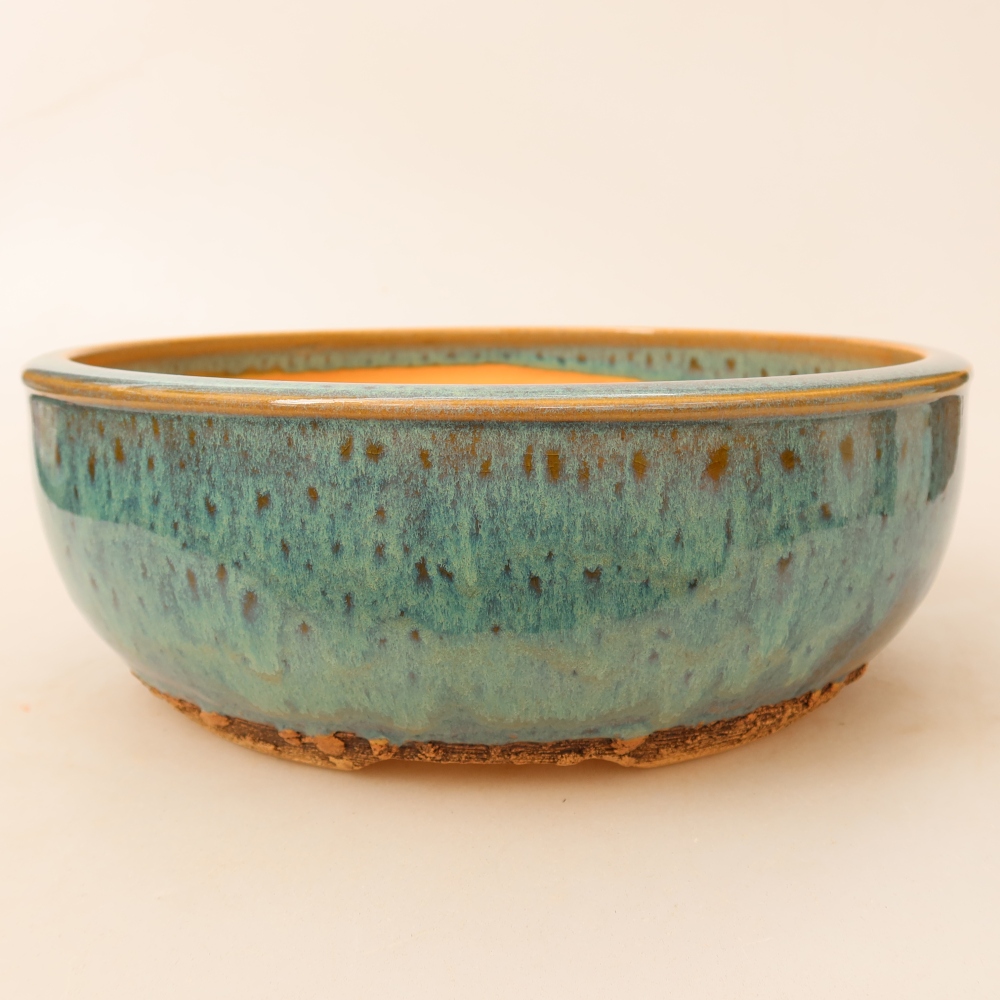 Vaso da bonsai in ceramica 24 x 24 x 8,5 cm, colore verde