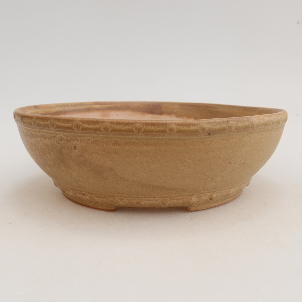 Vaso da bonsai in ceramica 17,5 x 17,5 x 5,5 cm, colore beige