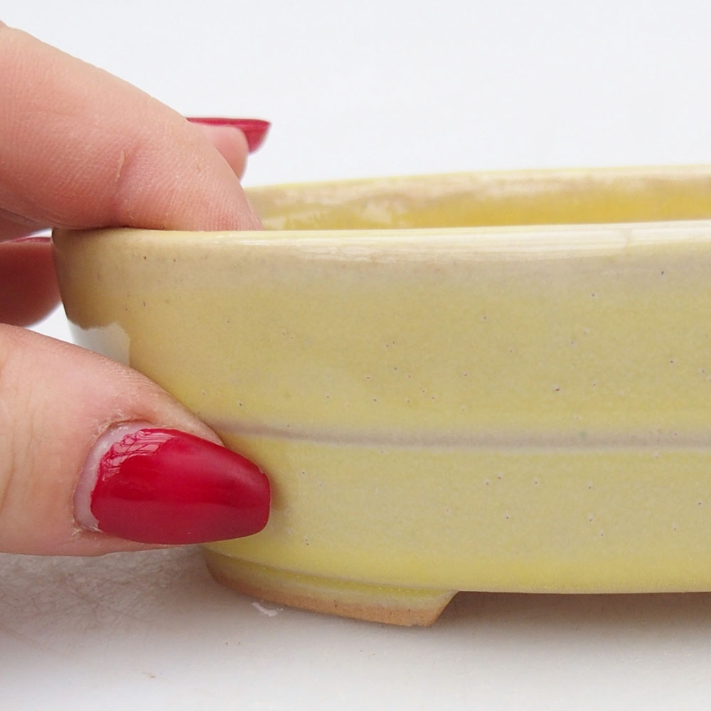 Ciotola bonsai in ceramica 13,5 x 10,5 x 4 cm, giallo