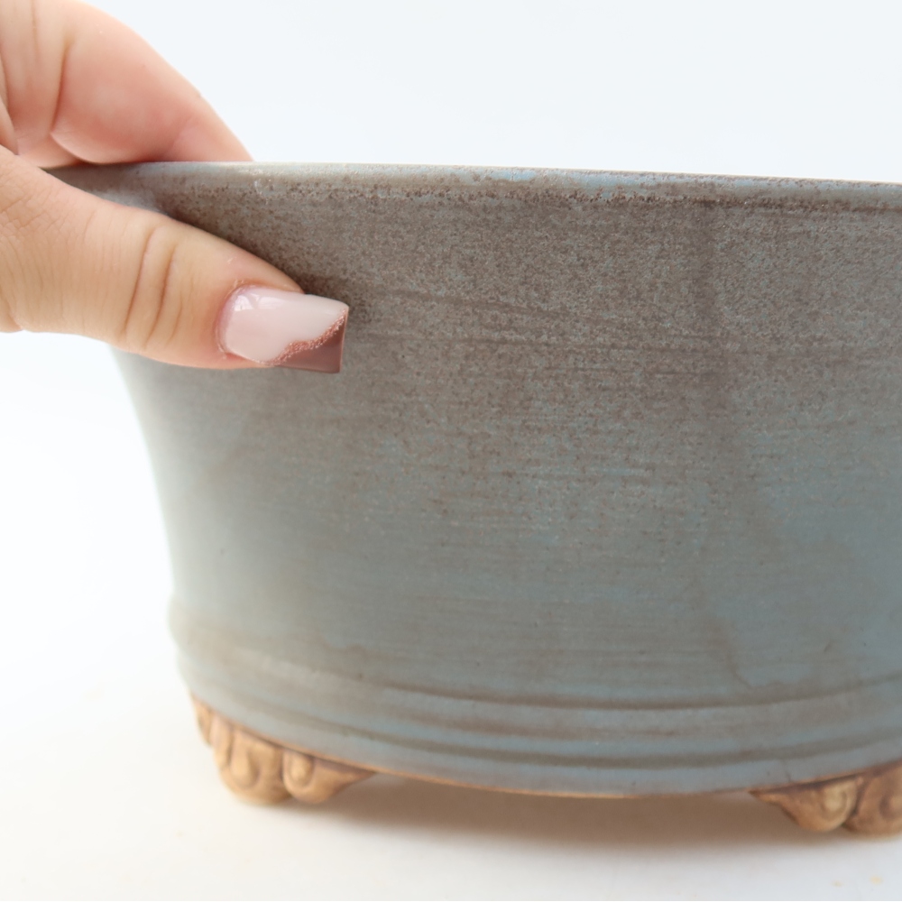 Vaso da bonsai in ceramica 24,5 x 24,5 x 11,5 cm, colore blu
