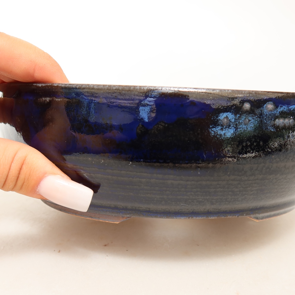 Ciotola bonsai in ceramica 18 x 18 x 5,5 cm, colore blu