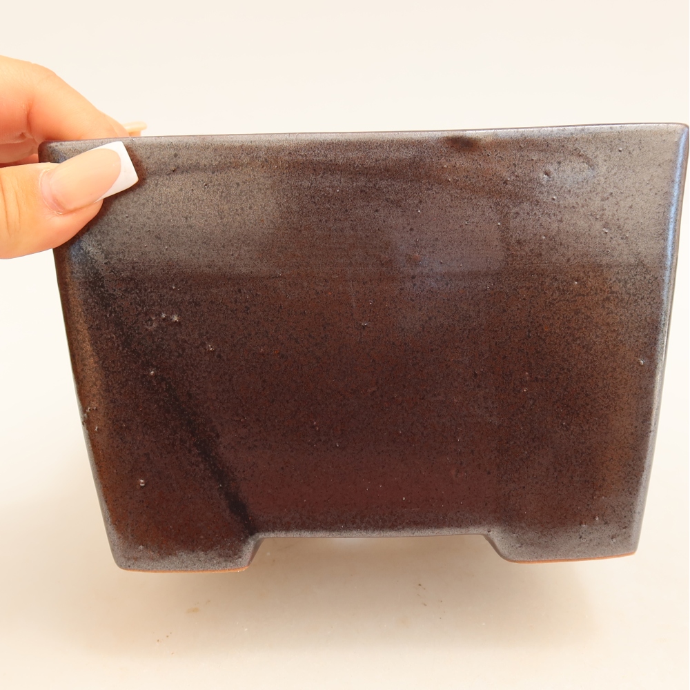 Ciotola bonsai in ceramica 15 x 15 x 10,5 cm, colore metallo