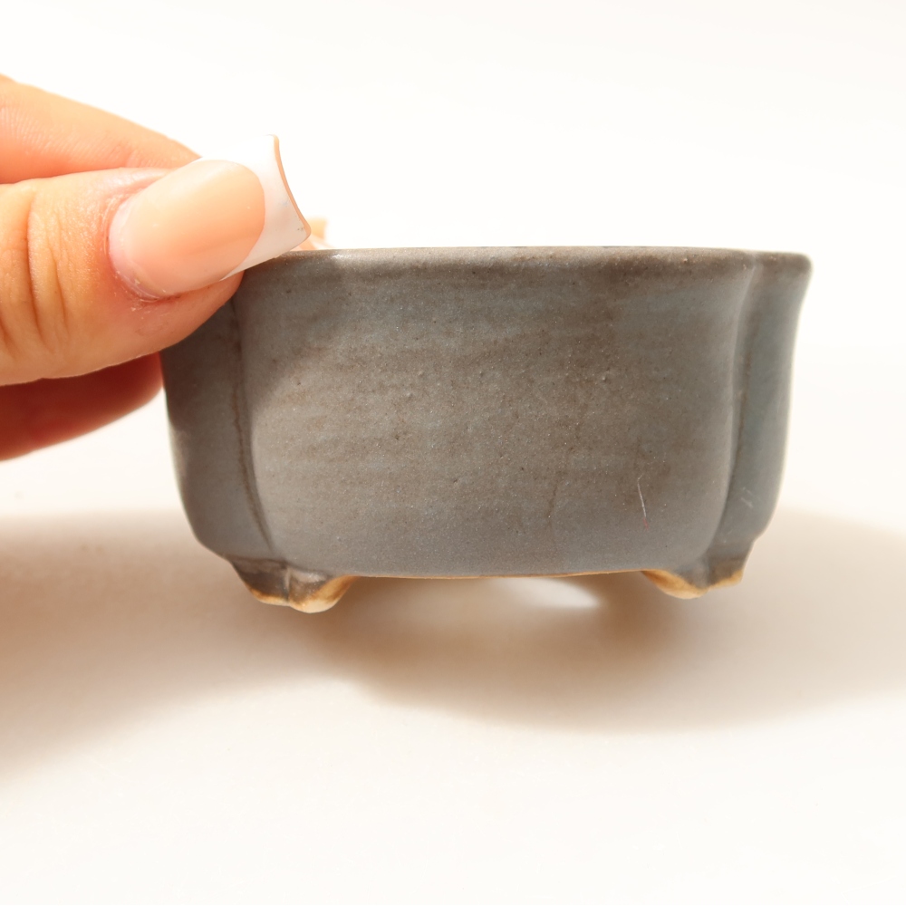 Vaso in ceramica per bonsai 8 x 7,5 x 3,5 cm, colore blu