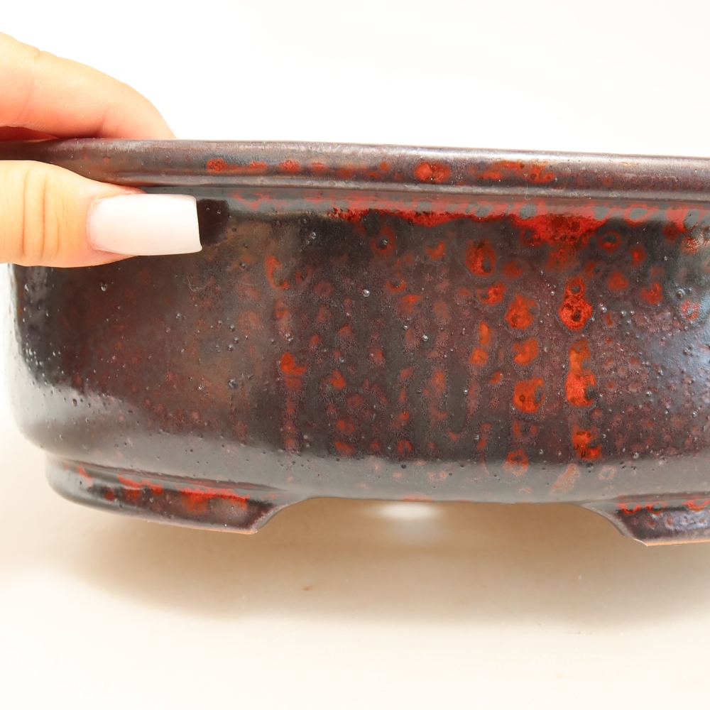 Vaso da bonsai in ceramica 26 x 22 x 8 cm, colore rosso metallizzato